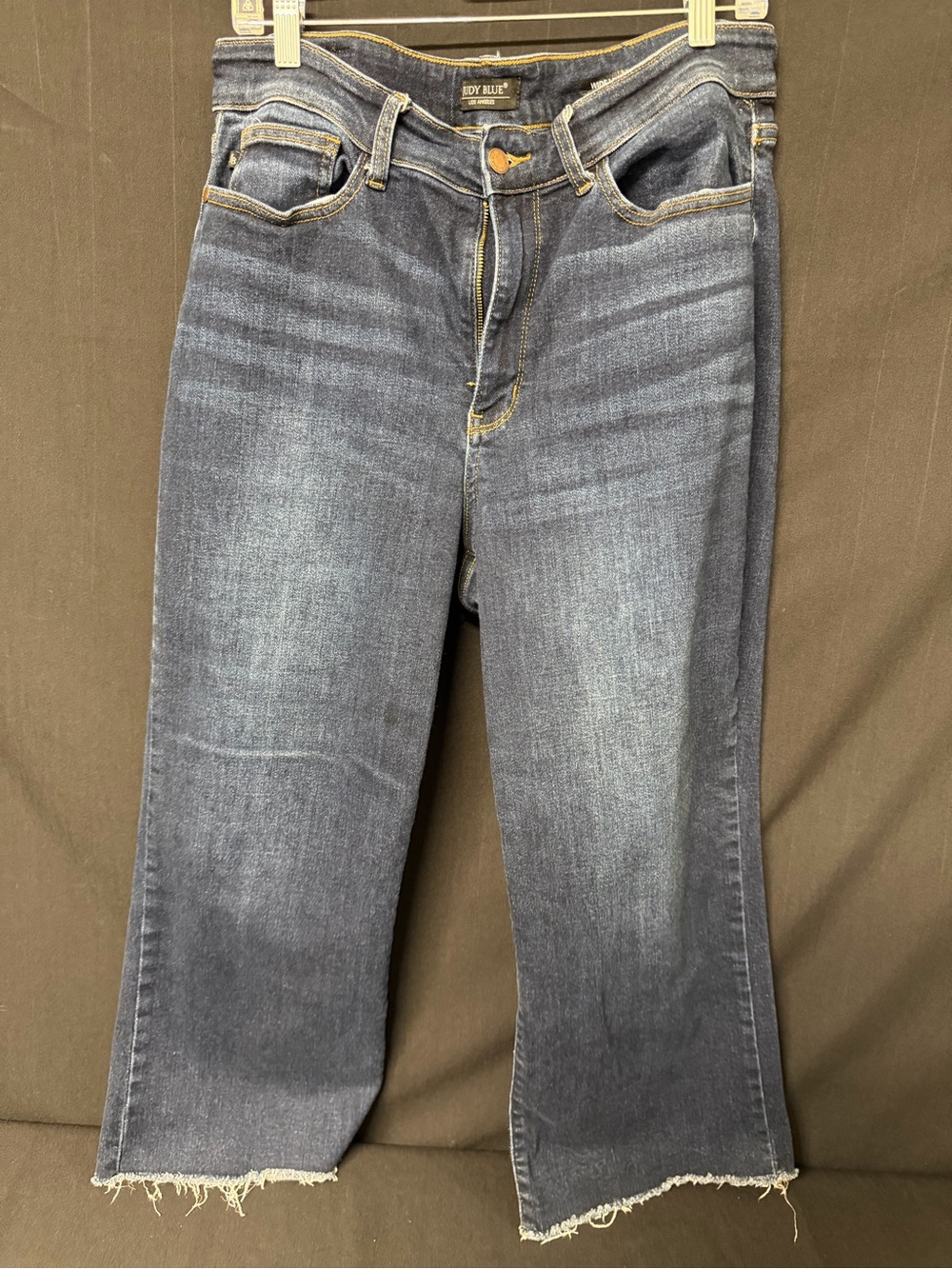 Judy Blue Wide Leg Jeans Women’s 16W Dark Wash Raw Hem Stretch Denim